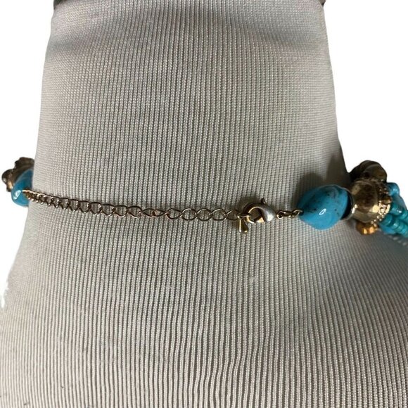 Unbranded Multi Strand Fashion Necklace Polished Stones Turquoise Beads Pearls - Picture 8 of 8
